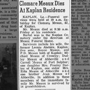 Obituary for Clomare Meaux