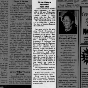2000 - Obituary for Richard Wayne Broussard